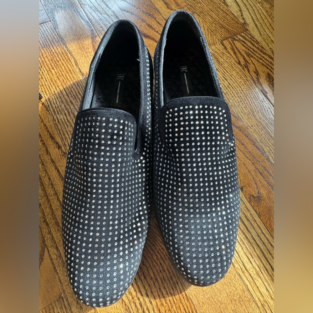 Black Studded Suede Loafers for Men Size 10 M INC New With Box